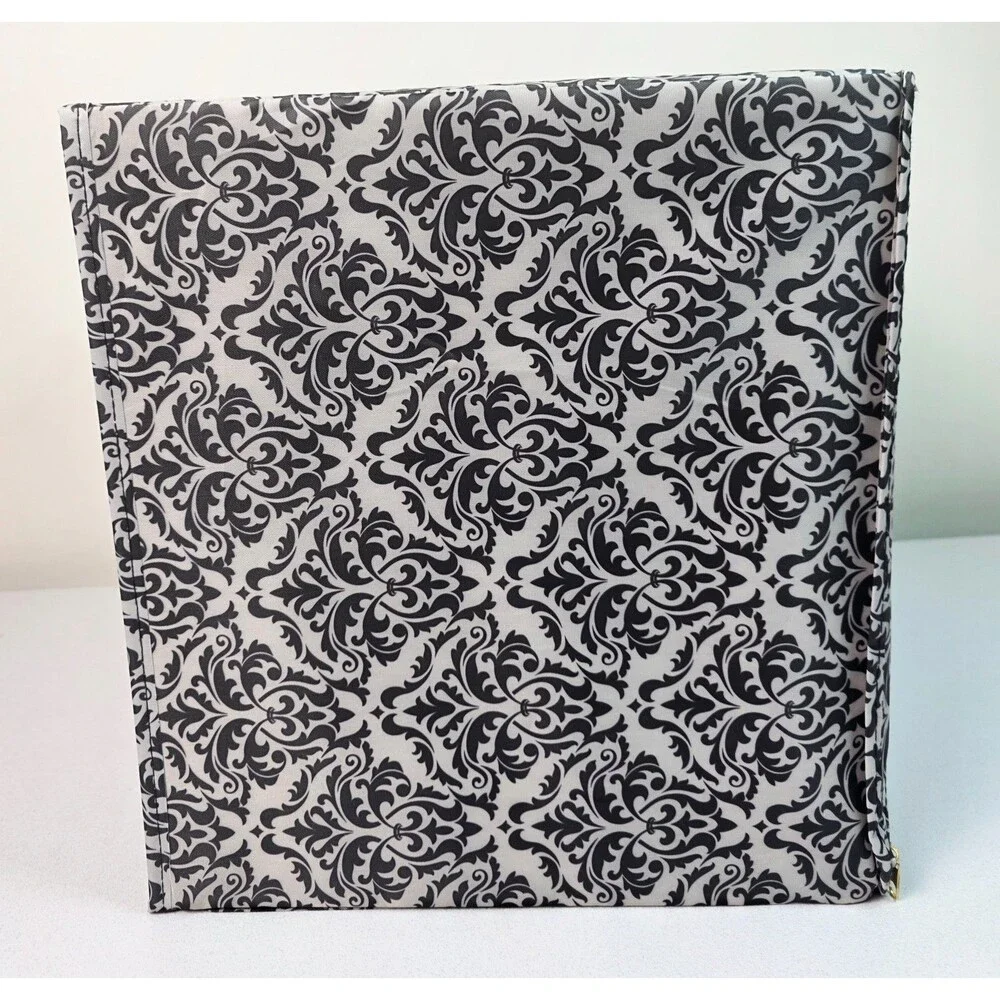 JOY MANGANO Better Beauty Bag Cube Black & White Paisley Collapsible Shell Only